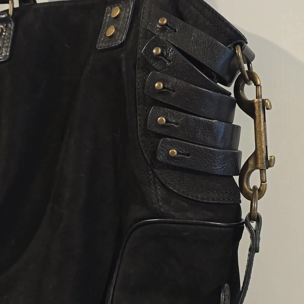 CYNTHIA‎ VINCENT (Anthropologie) large Suede Shoulder Hobo/Tote Bag in Black